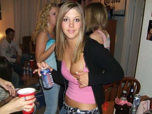 Young girls flashing at party