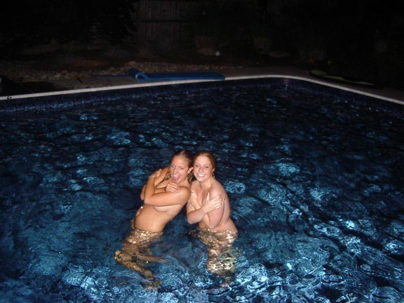 Night party & young girls in a pool 01