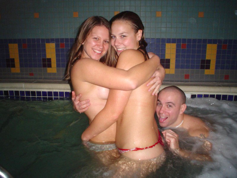 Night party & young girls in a pool 01