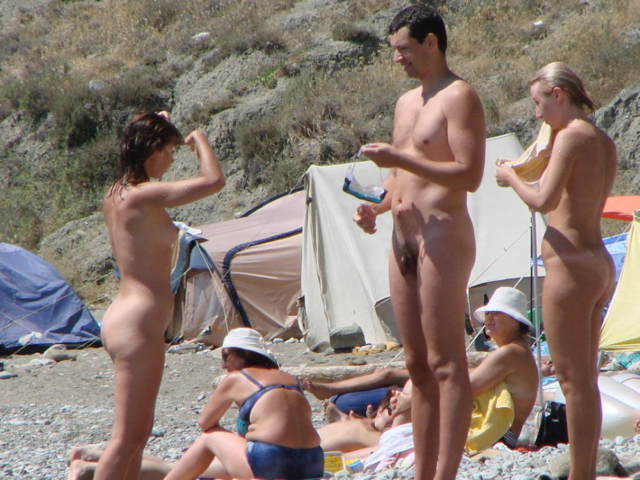 Nudist couples in public