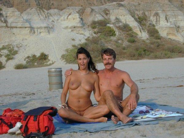 Nudist couples in public