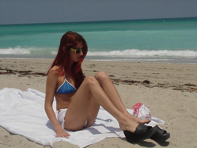 Redhead on a nude beach 