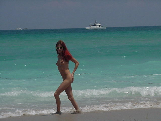 Redhead on a nude beach 