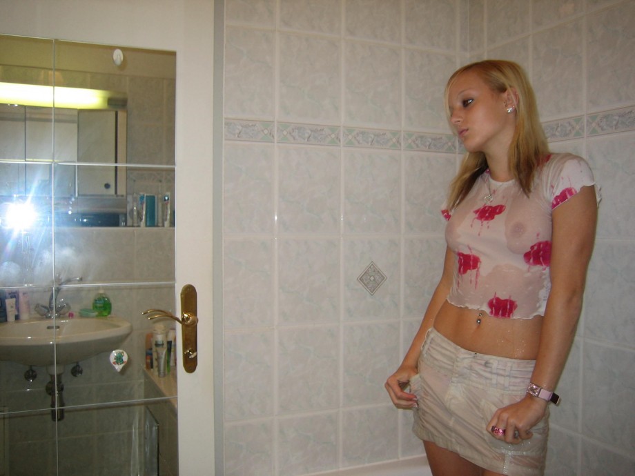 German blond girlfriend homemade stripping