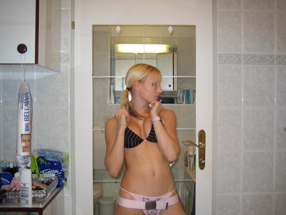 German blond girlfriend homemade stripping