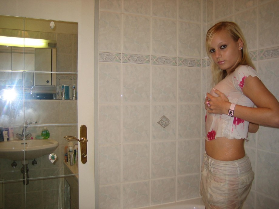 German blond girlfriend homemade stripping