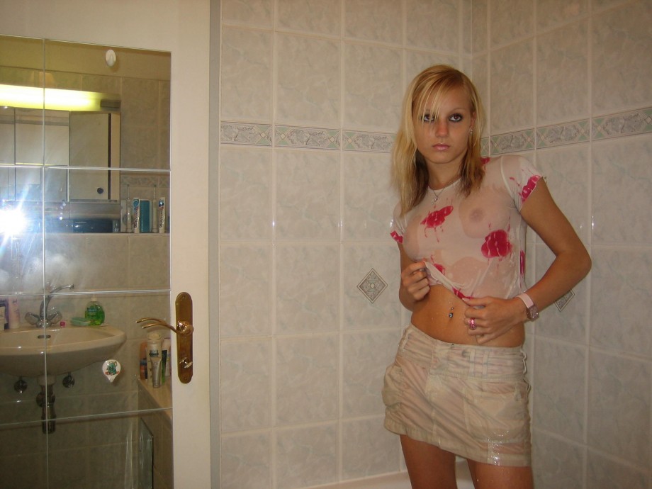German blond girlfriend homemade stripping