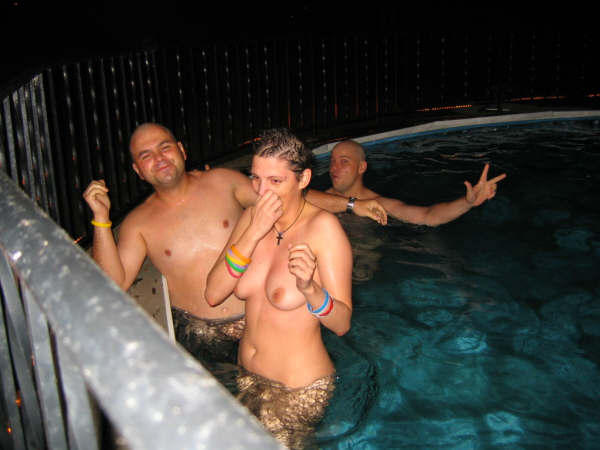 Night party & young girls in a pool 02