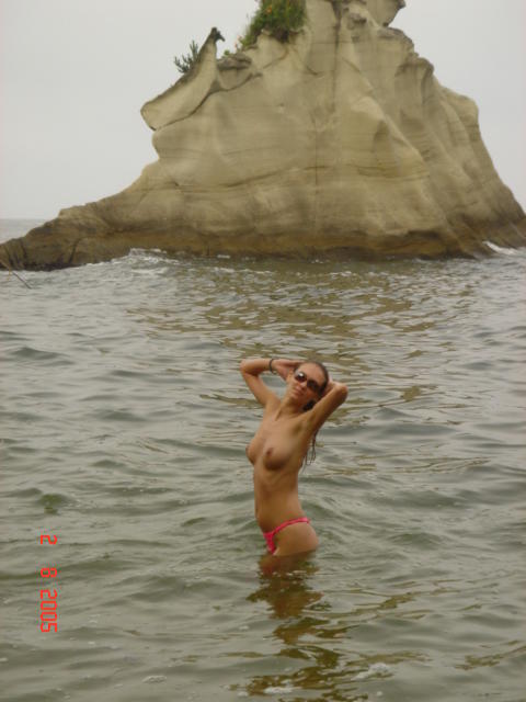 Young amateurs girl at beach