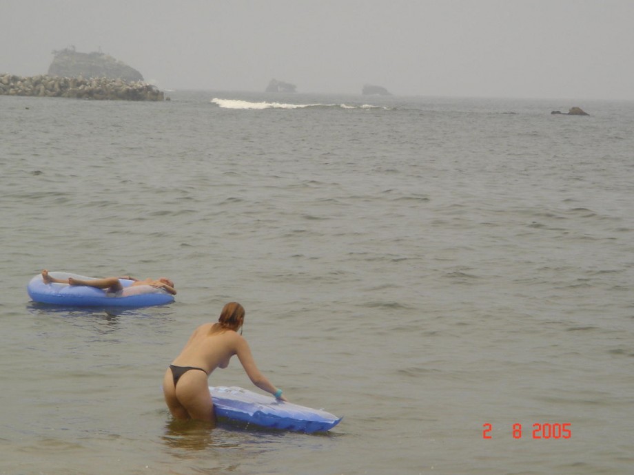 Young amateurs girl at beach