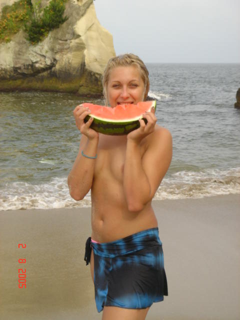 Young amateurs girl at beach