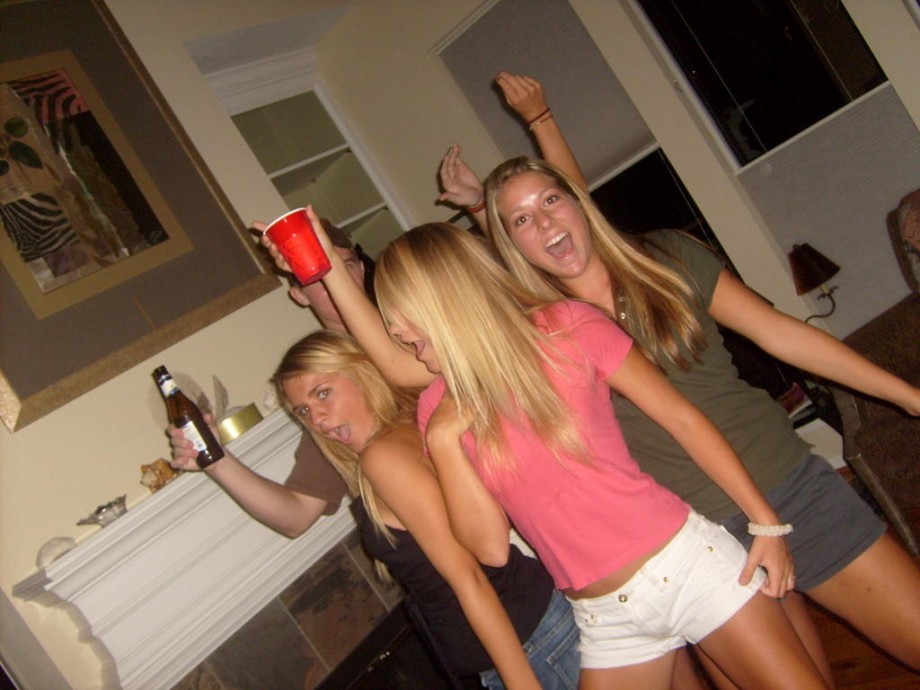 Sexy and drunk college girls get naked at party 