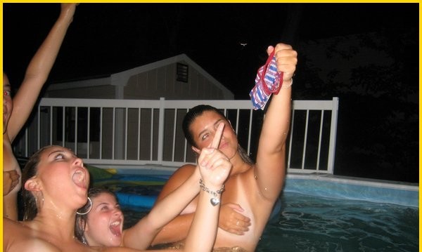 Teens friends in the pool 