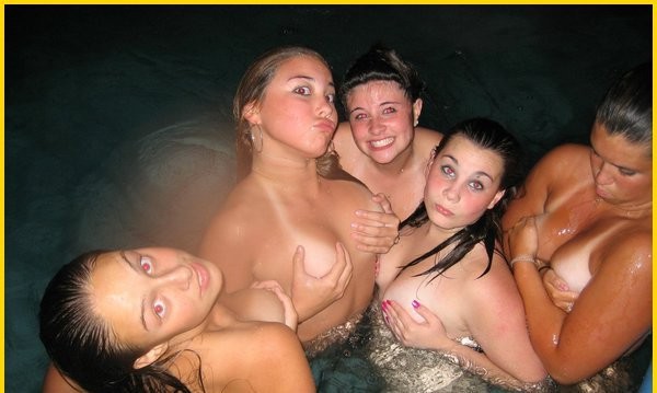 Teens friends in the pool 