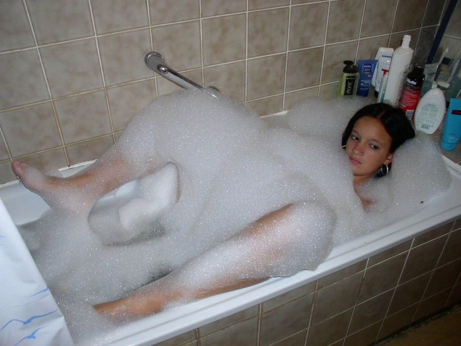 Latina girl in bath