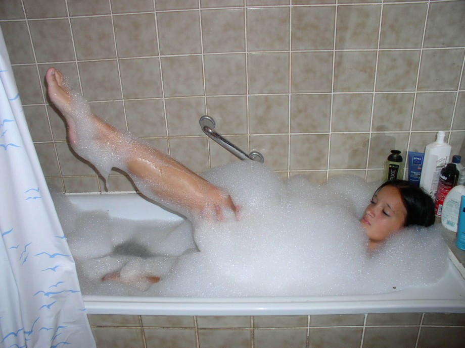 Latina girl in bath
