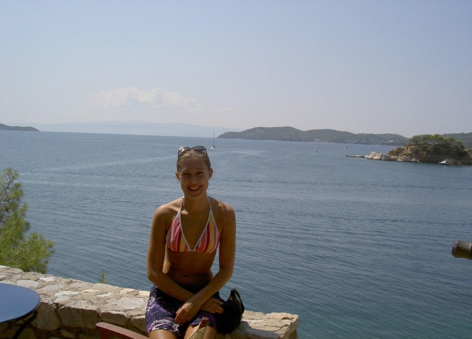 Teen blond girl on holiday  at the beach