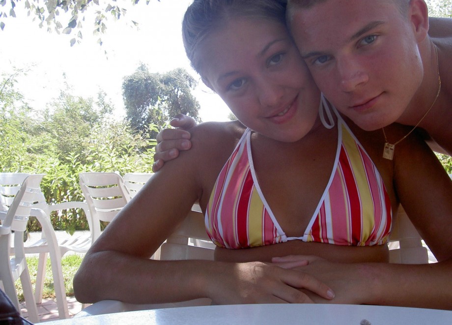 Teen blond girl on holiday  at the beach