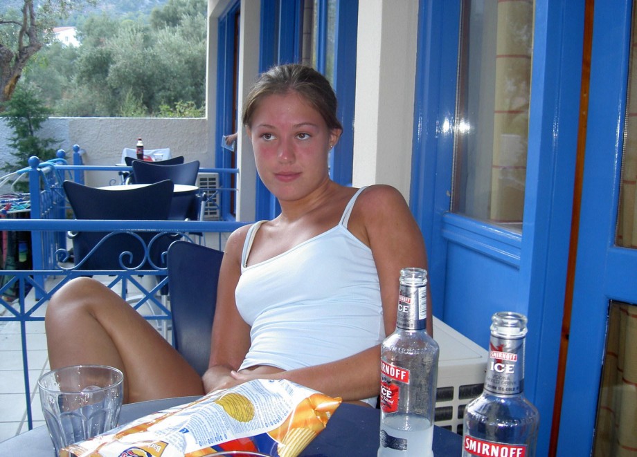 Teen blond girl on holiday  at the beach