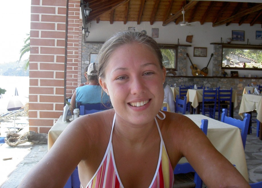 Teen blond girl on holiday  at the beach