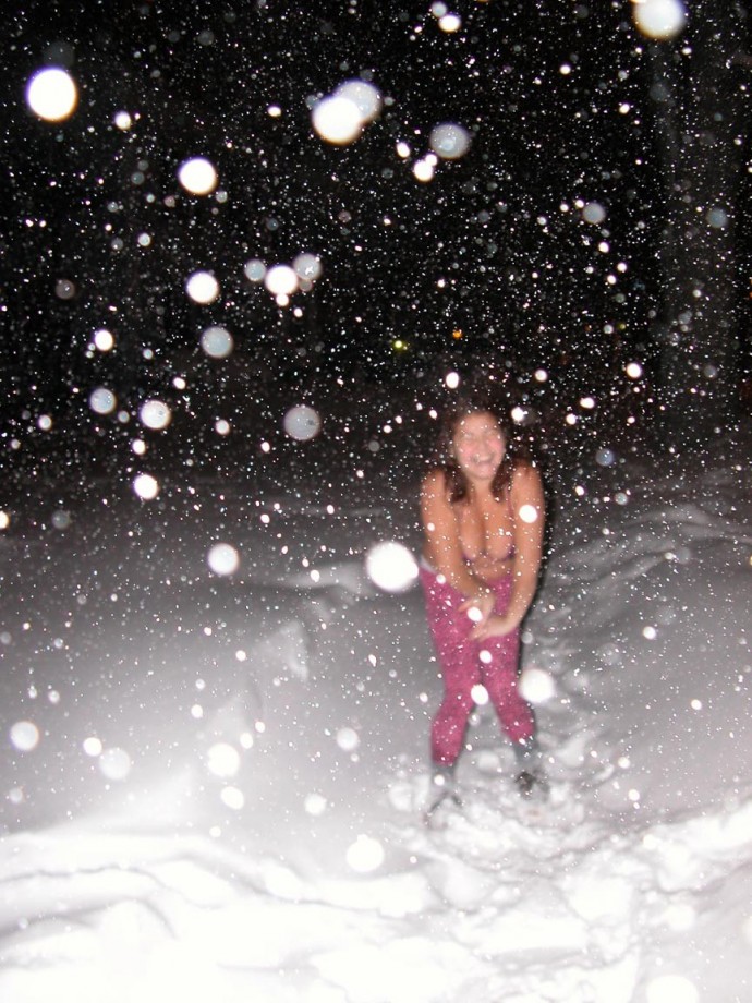 Snow bunnies at night 