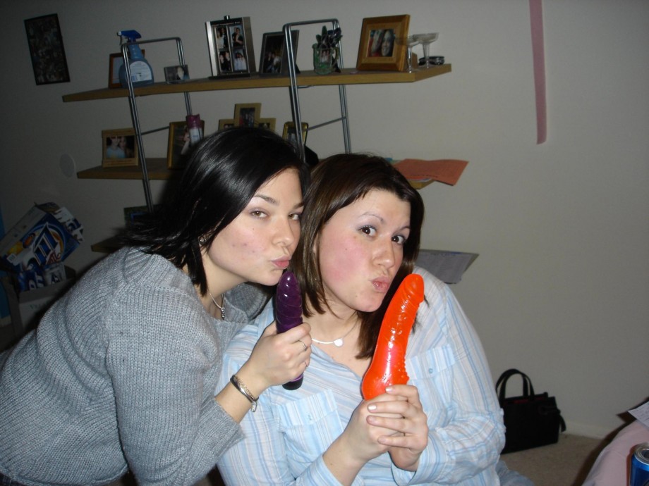 Amateur girls showing off their toys 