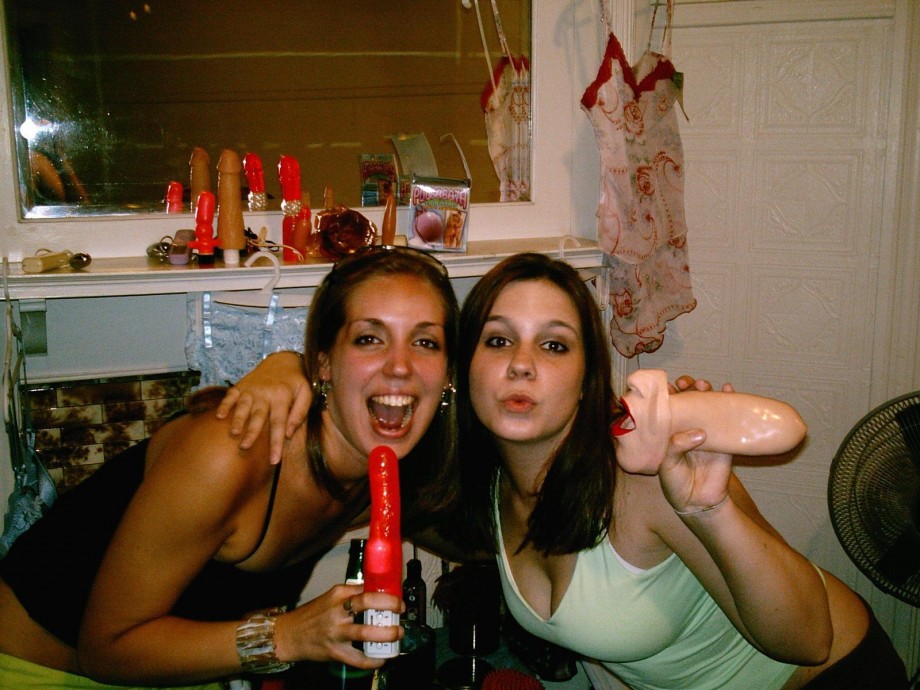 Amateur girls showing off their toys 