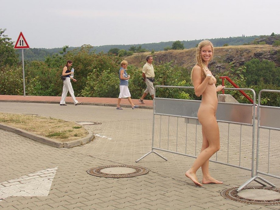 Nice blonde naked outdoor