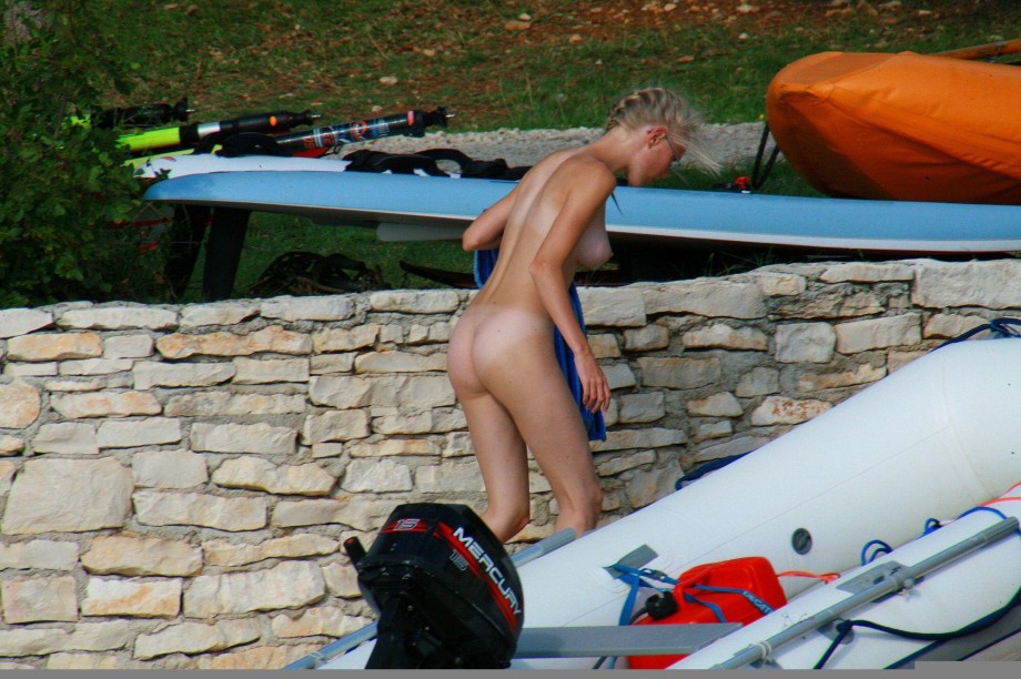 Perfect blond danish teen on nudist beach 