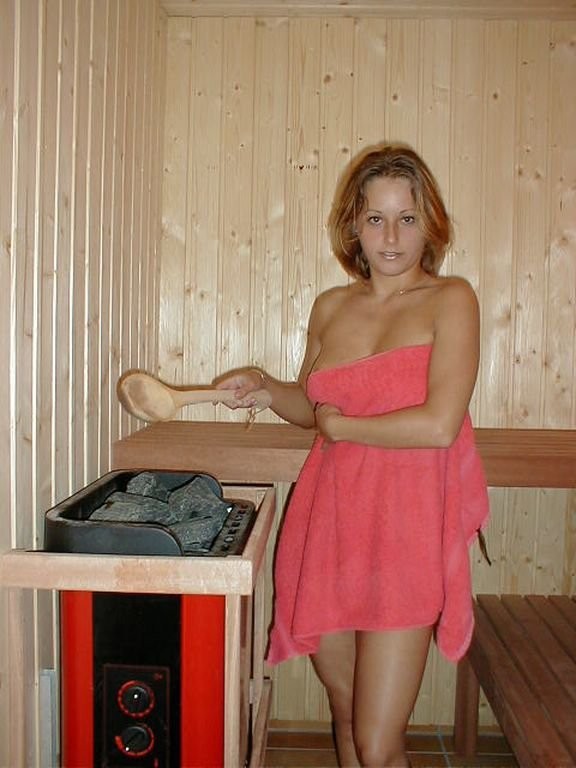 Naked teen in sauna