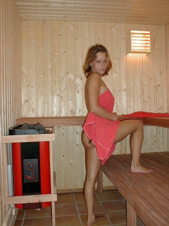 Naked teen in sauna