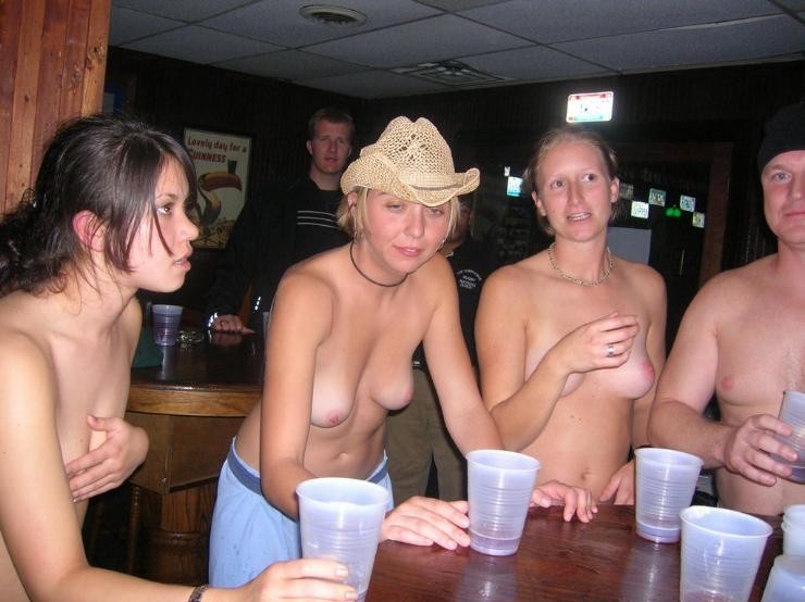 Flashing girls at party