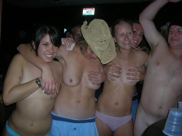 Flashing girls at party