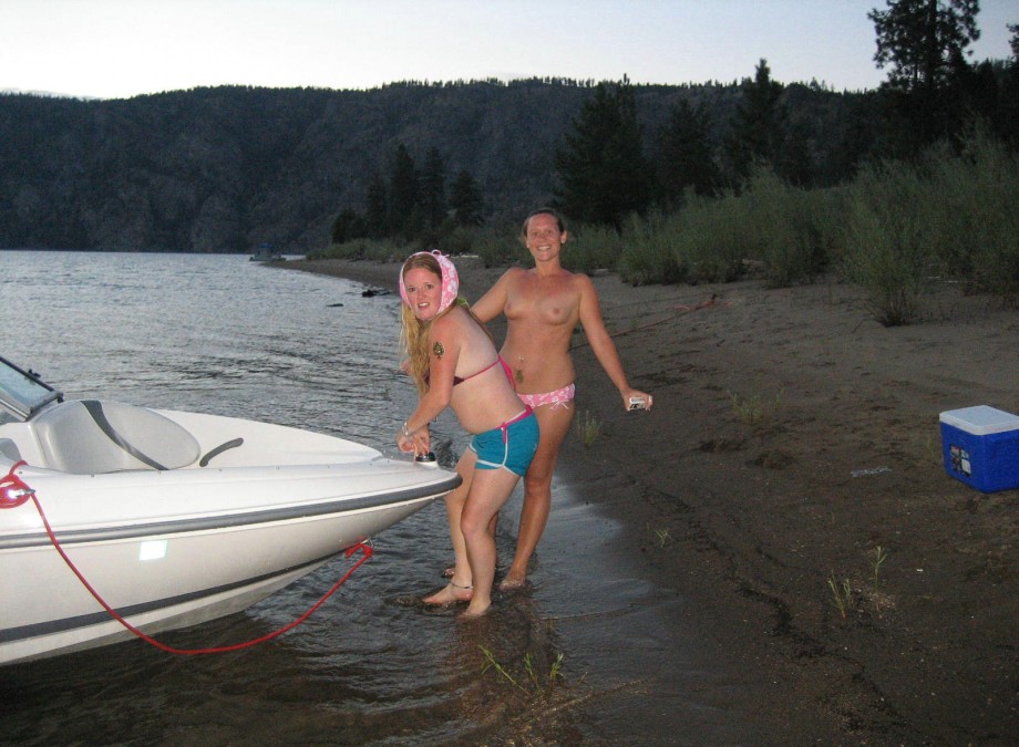 Amateur girls on boat holiday 