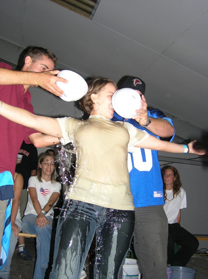 College initiations - wet t-shirt competition