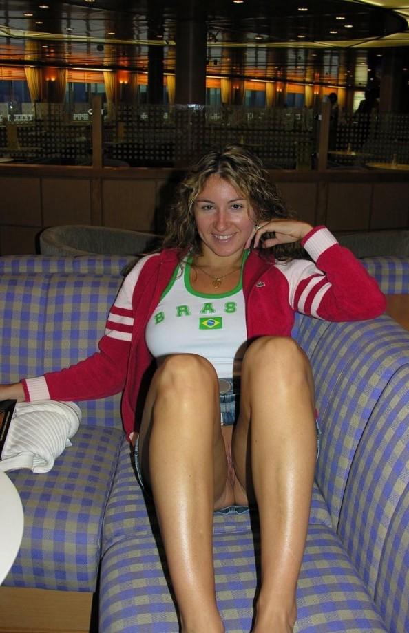 Young wife like flashing on public
