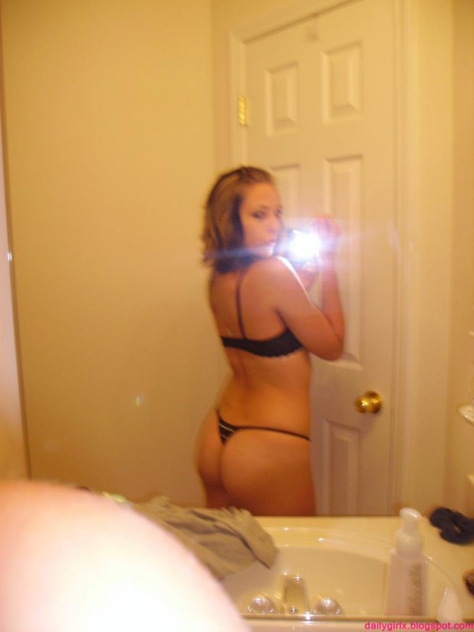Selfshot pics - cute teen showing tits in bathroom