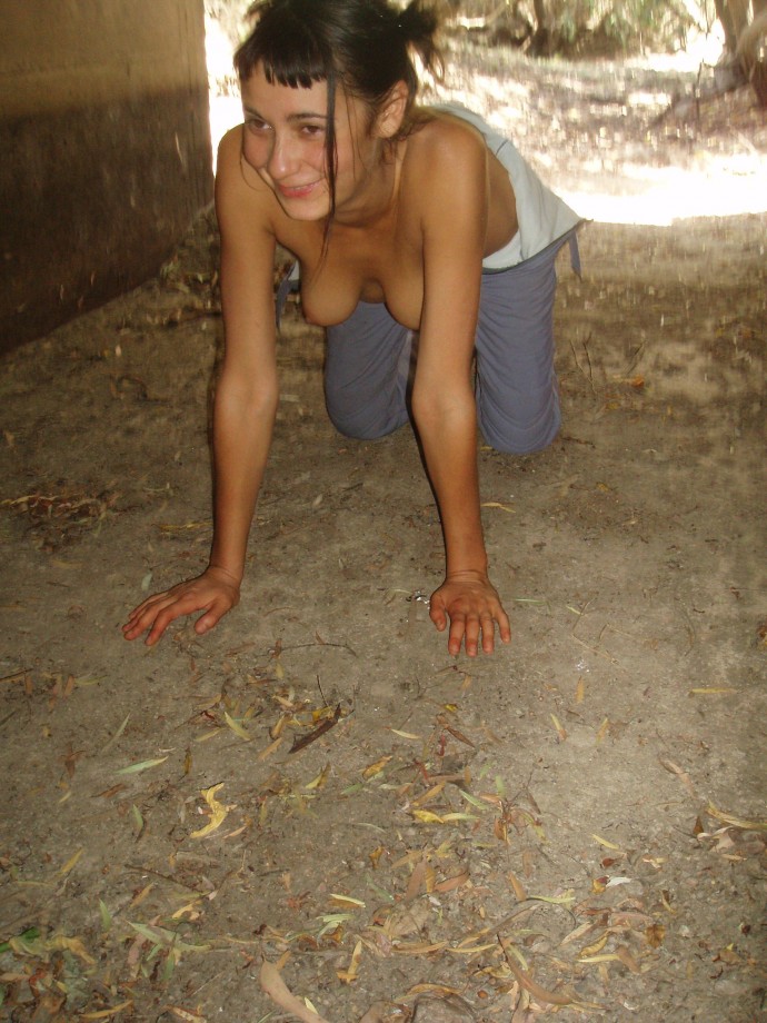 Young wife outdoor nude