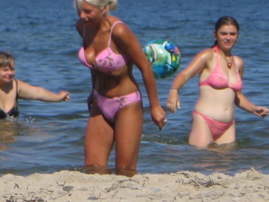 Blond polish girl on beach holiday