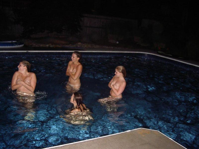 3 amateurs - naked pool party - skinny dipping