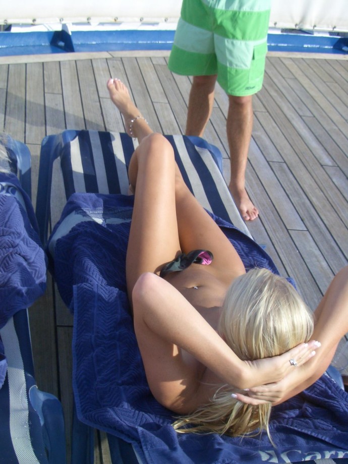 Nude couple on the boat