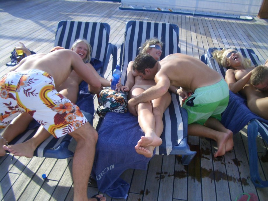 Nude couple on the boat