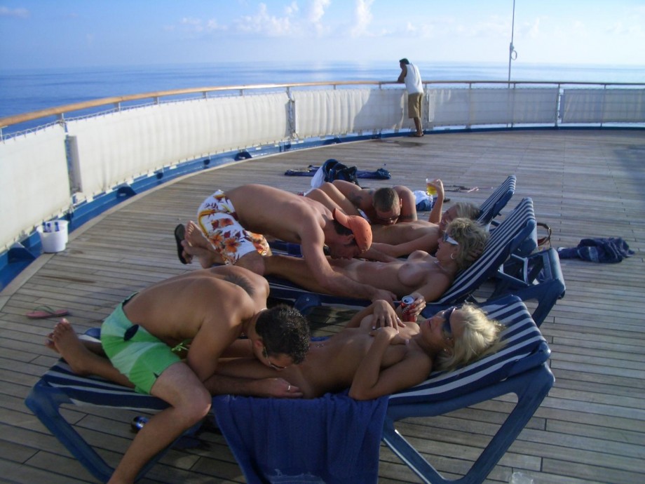 Nude couple on the boat
