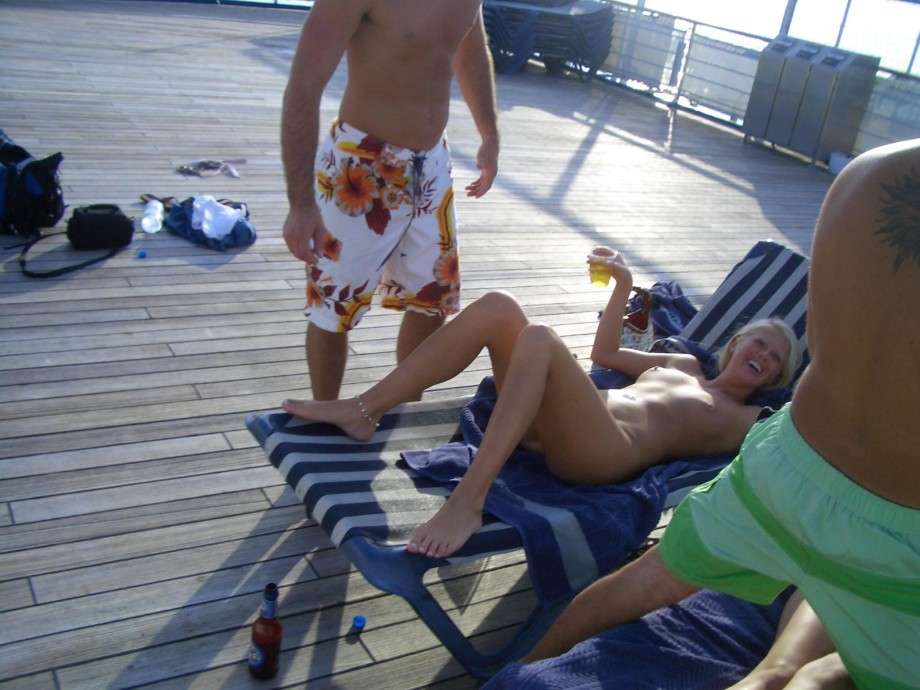 Nude couple on the boat