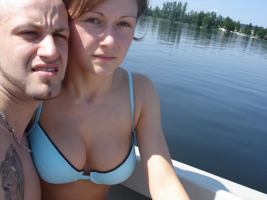 Naked girlfriend on the boat