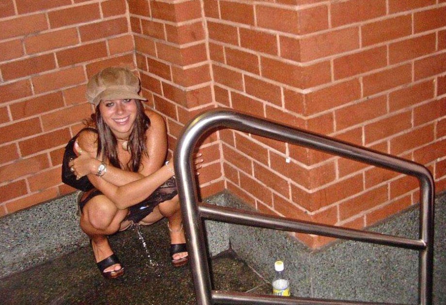 Funny amateurs girl peeing - pissing in public 05