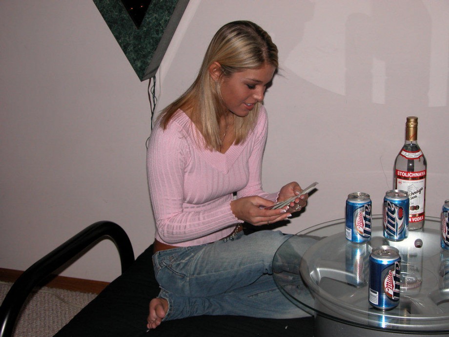 Two girls playing strip poker 