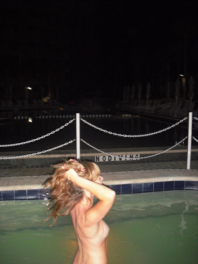 Co-ed vacation pictures with swimming - pool party