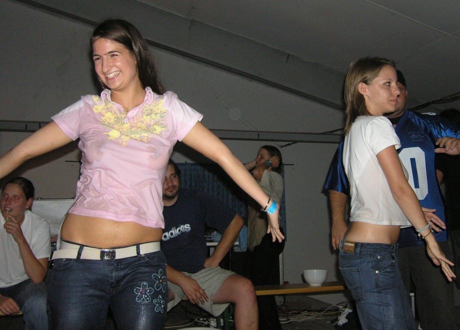 College girls and students wet tee shirt party