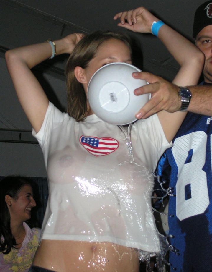 College girls and students wet tee shirt party